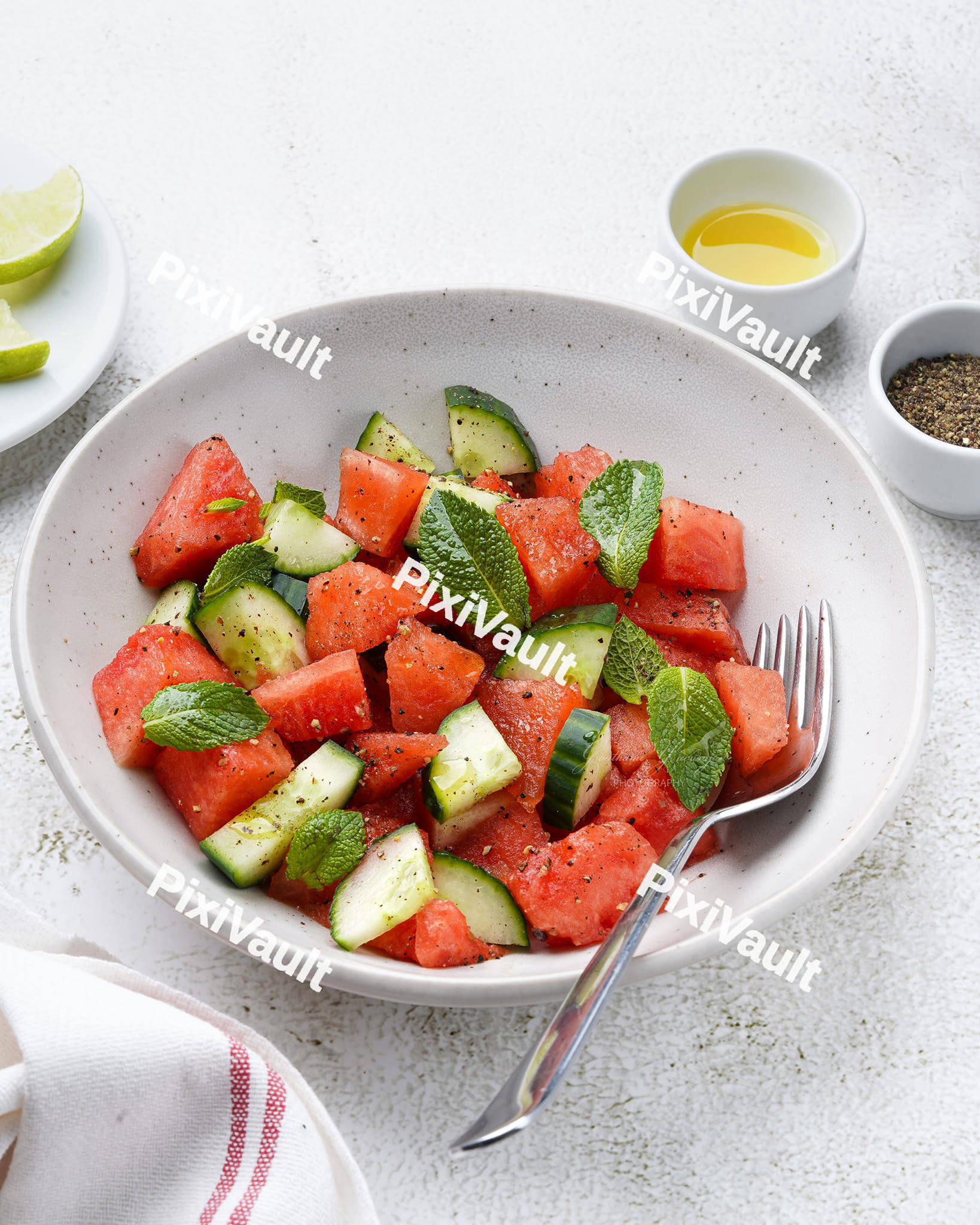 Watermelon salad with mint